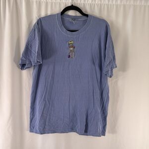 Vintage Authentic Pigment Shirt Men's medium Blue Panther Embroidered Short Sl